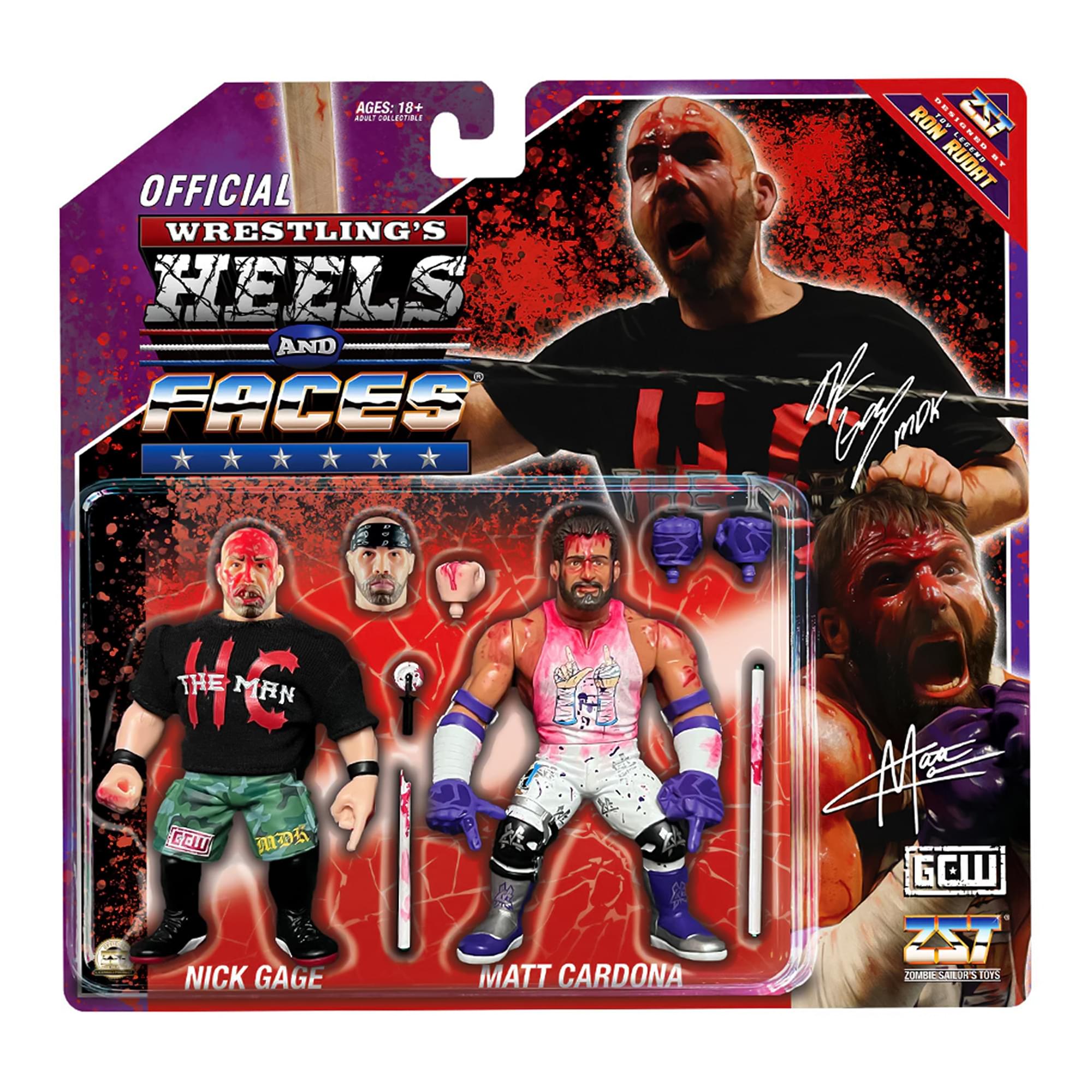 Wrestling's Heels and Faces Retro Action Figure | Nick Gage & Matt Cardona 2 Pack