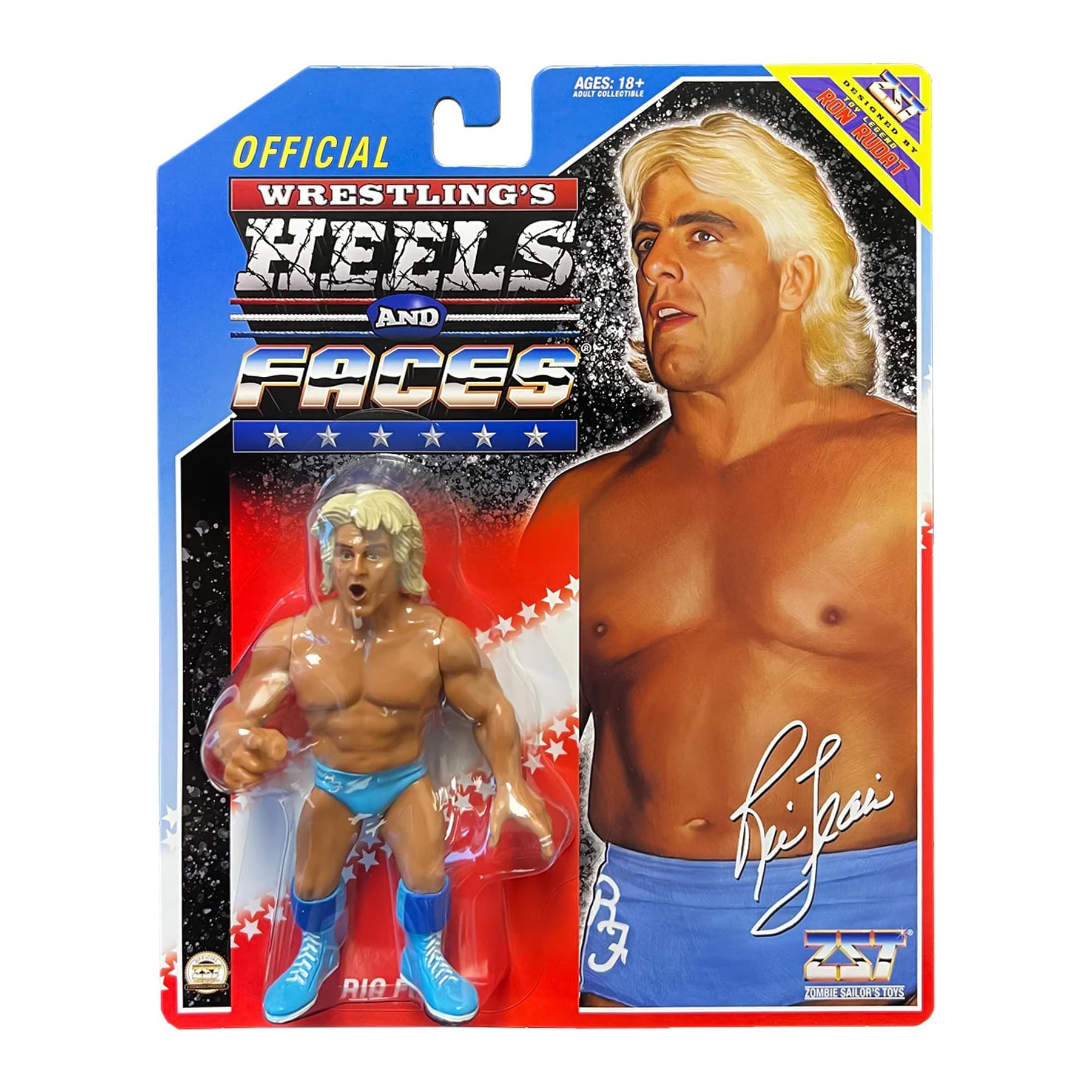 Wrestling's Heels and Faces Retro Action Figure | Ric Flair (Blue Tights)