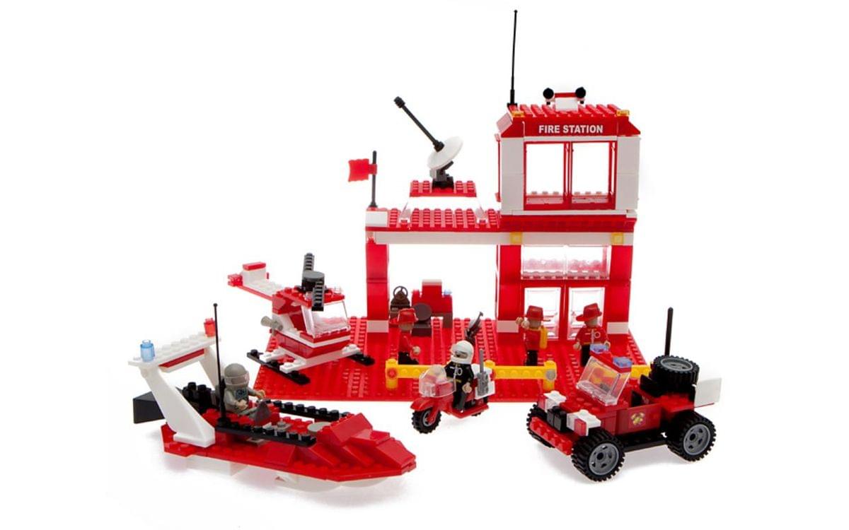 Best Lock Construction Toys Fire Station 450 Piece Set