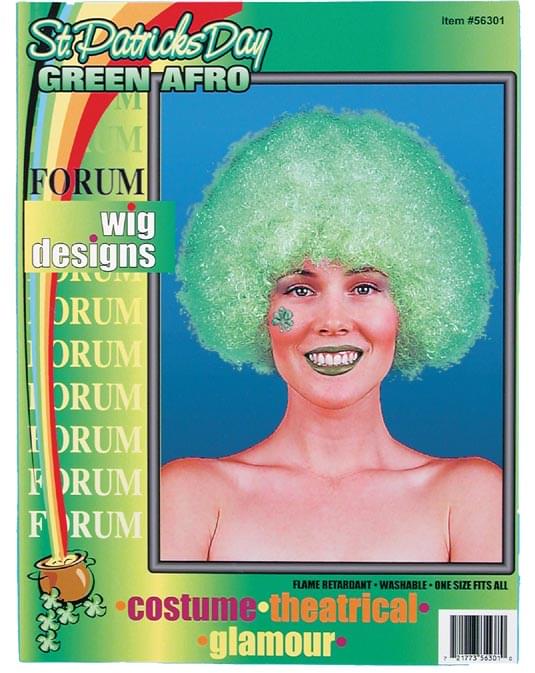 St Patricks Day Green Afro Costume Wig