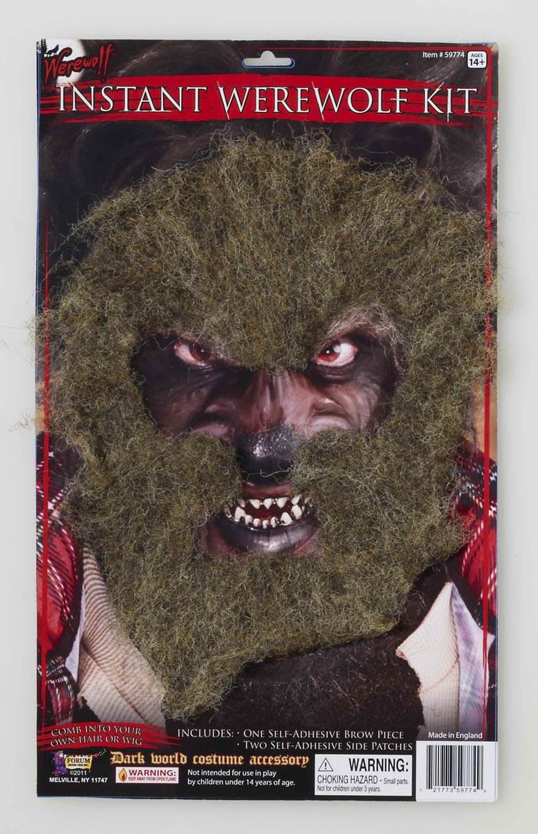 Instant Werewolf Brown Facial Hair Kit Costume Accessory