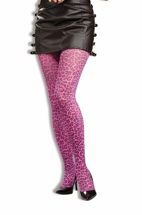 80's Punk Rock - Costume Pantyhose - Pink Leopard