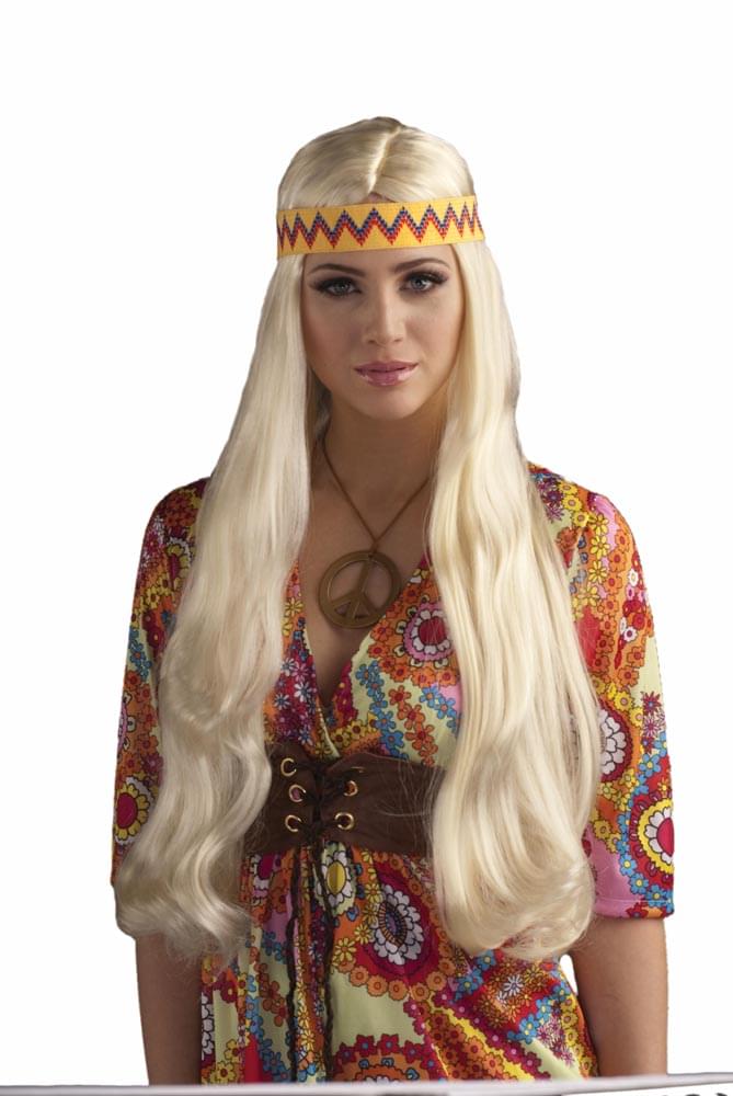 Woodstock Costume Wig With Headband Blonde