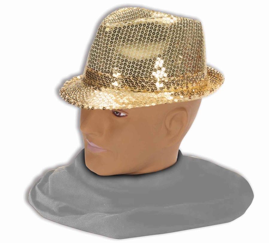 Adult Sequin Fedora Costume Hat - Gold