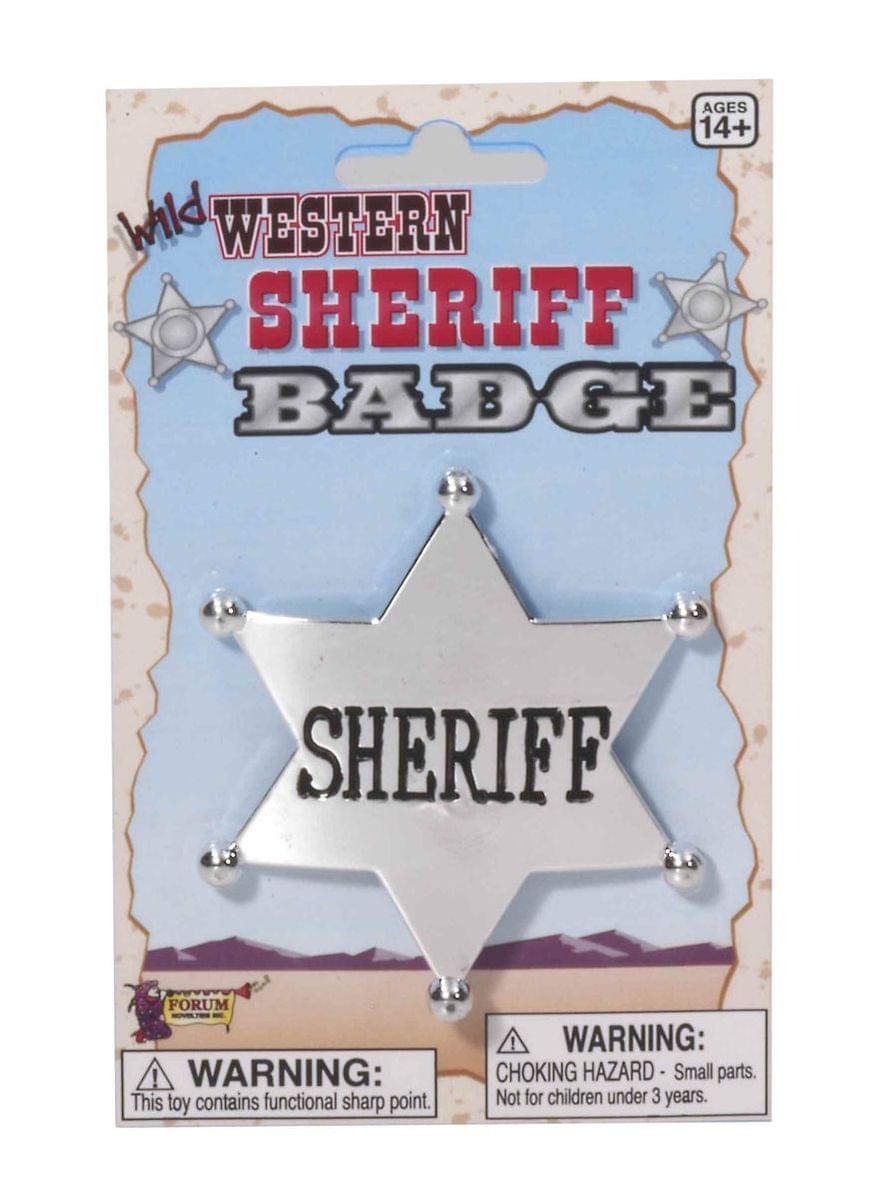 Western Silver Cowboy Sheriff Badge Costume Accessory