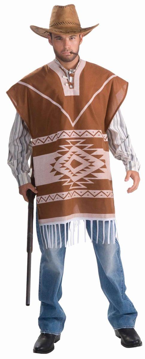 Lonesome Cowboy Poncho Costume w/Shirt&Attached Vest Adult