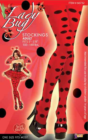 Red & Black Polka Dot Lady Bug Stockings Hosiery Costume Accessory