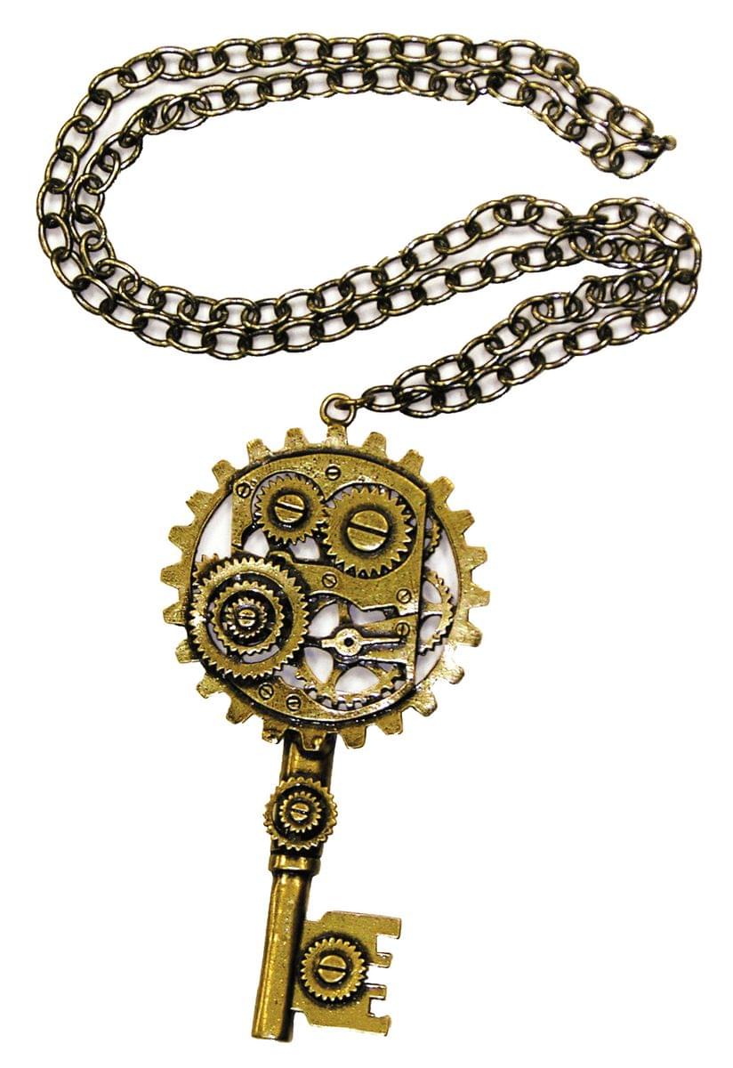 Steampunk Copper Key Gear Costume Necklace