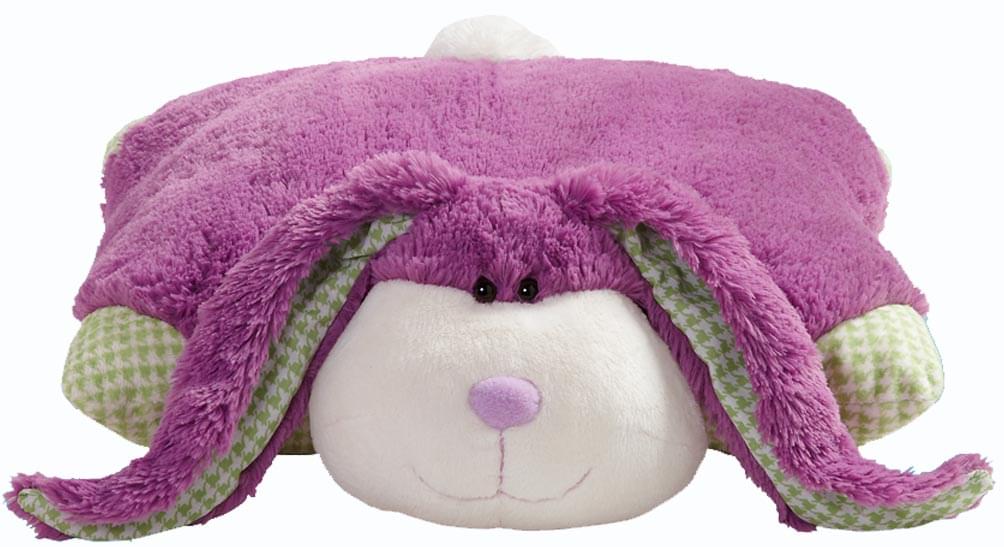 My Plush Pillow Pet Large 18" Square Purple Bunny With Purple Nose