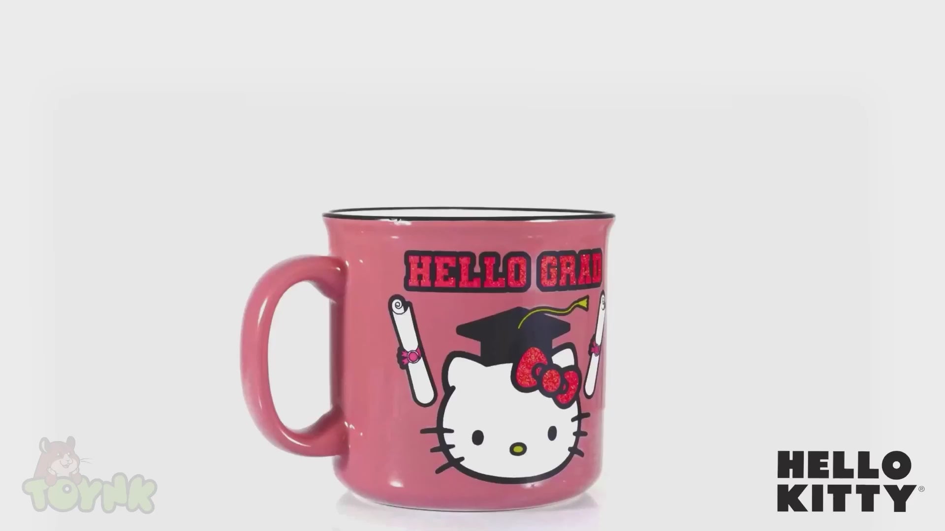 Sanrio Hello Kitty "Hello Grad" Ceramic Glitter Camper Mug | Holds 20 Ounces