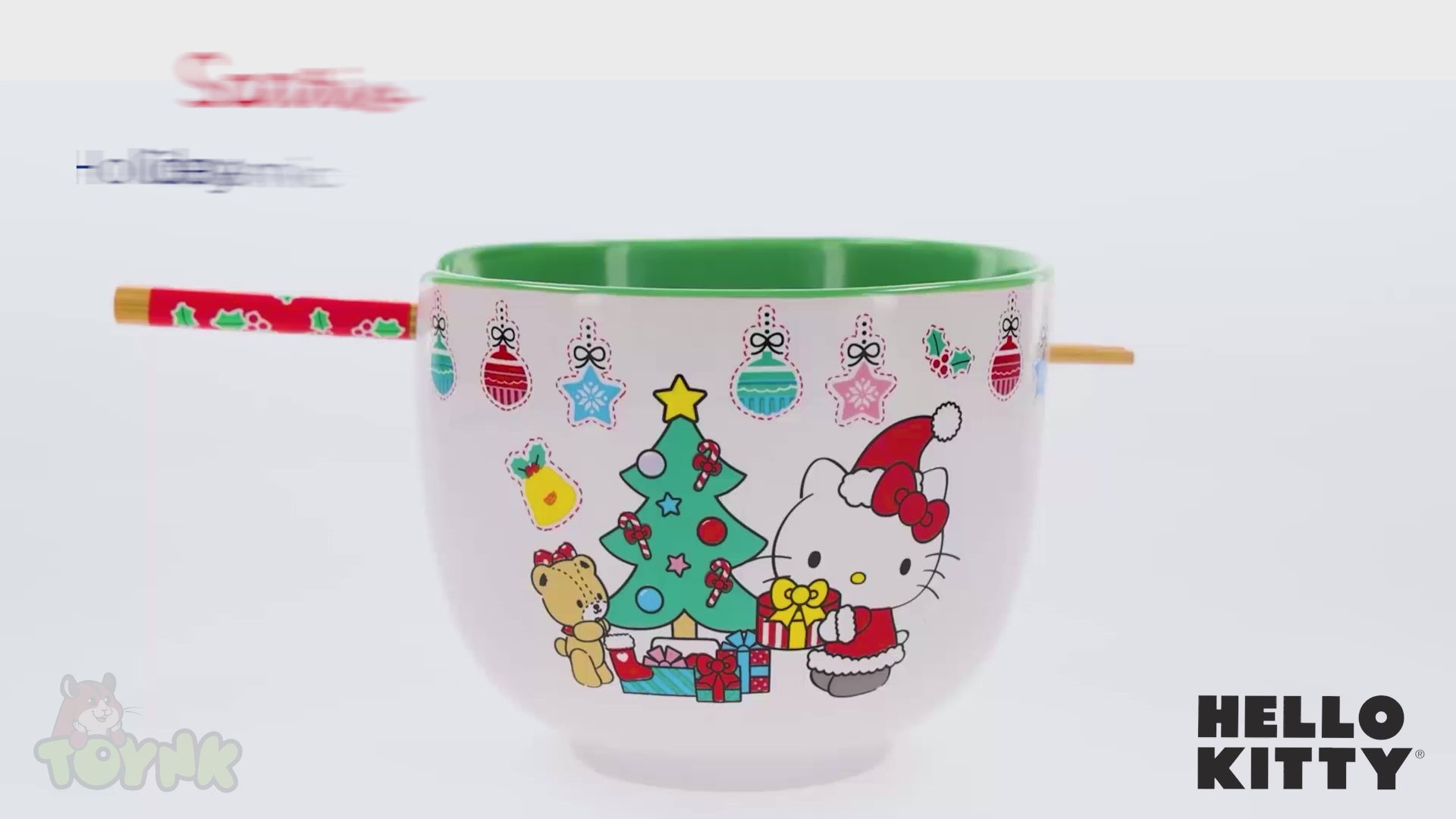Sanrio Hello Kitty Holiday 20-Ounce Ceramic Ramen Bowl and Chopstick Set