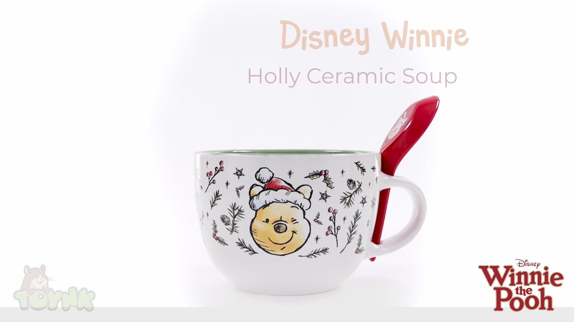 Disney Winnie the Pooh Holly Ceramic Soup Mug With Spoon | Holds 24 Ounces