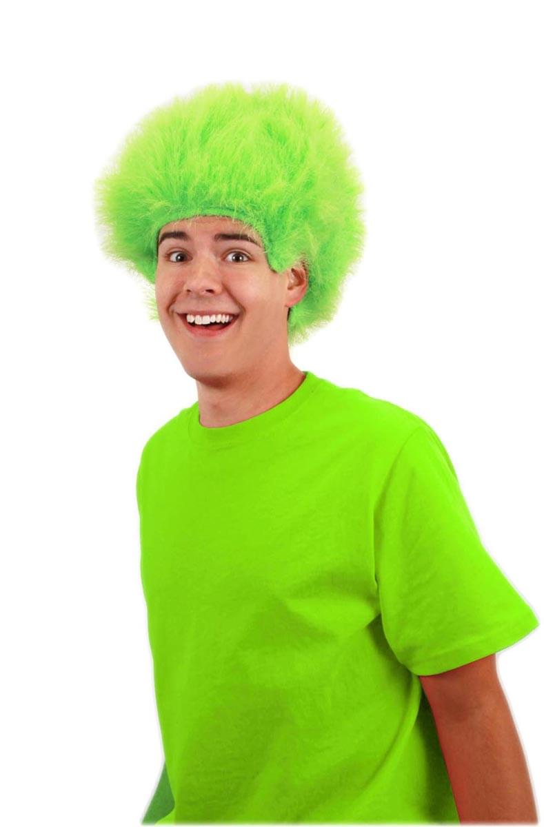 Lime Green Fuzzy Costume Wig Adult