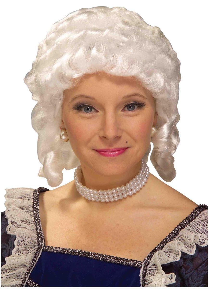 Women's White Colonial Style Adult Costume Wig