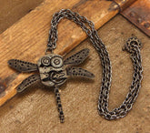 Steampunk Antique Dragonfly Gears Costume Necklace Adult