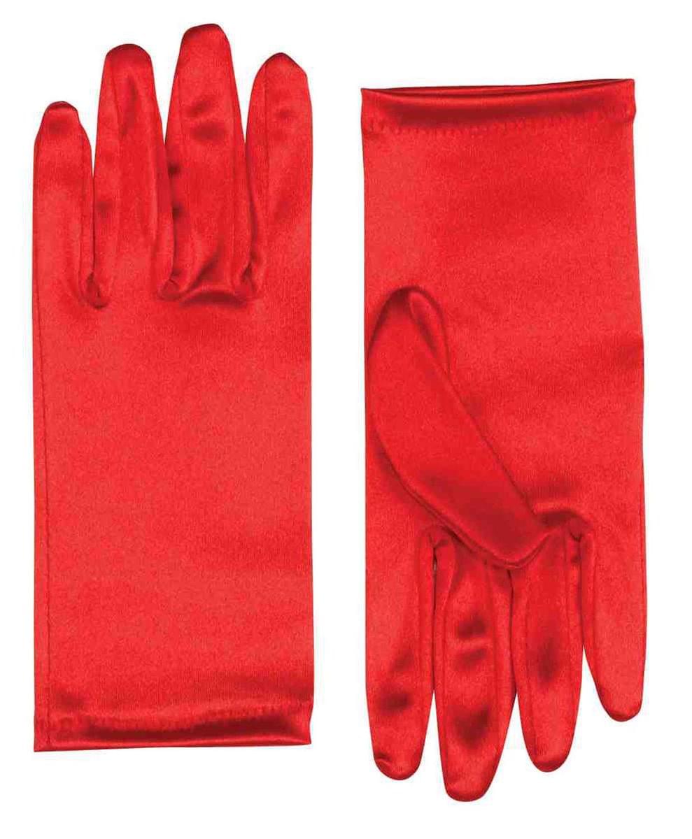 9" Red Satin Adult Female Costume Gloves