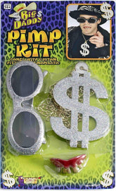 Pimp Kit With Costume Sunglasses, Dollar Sign Necklace, And Fake Teeth