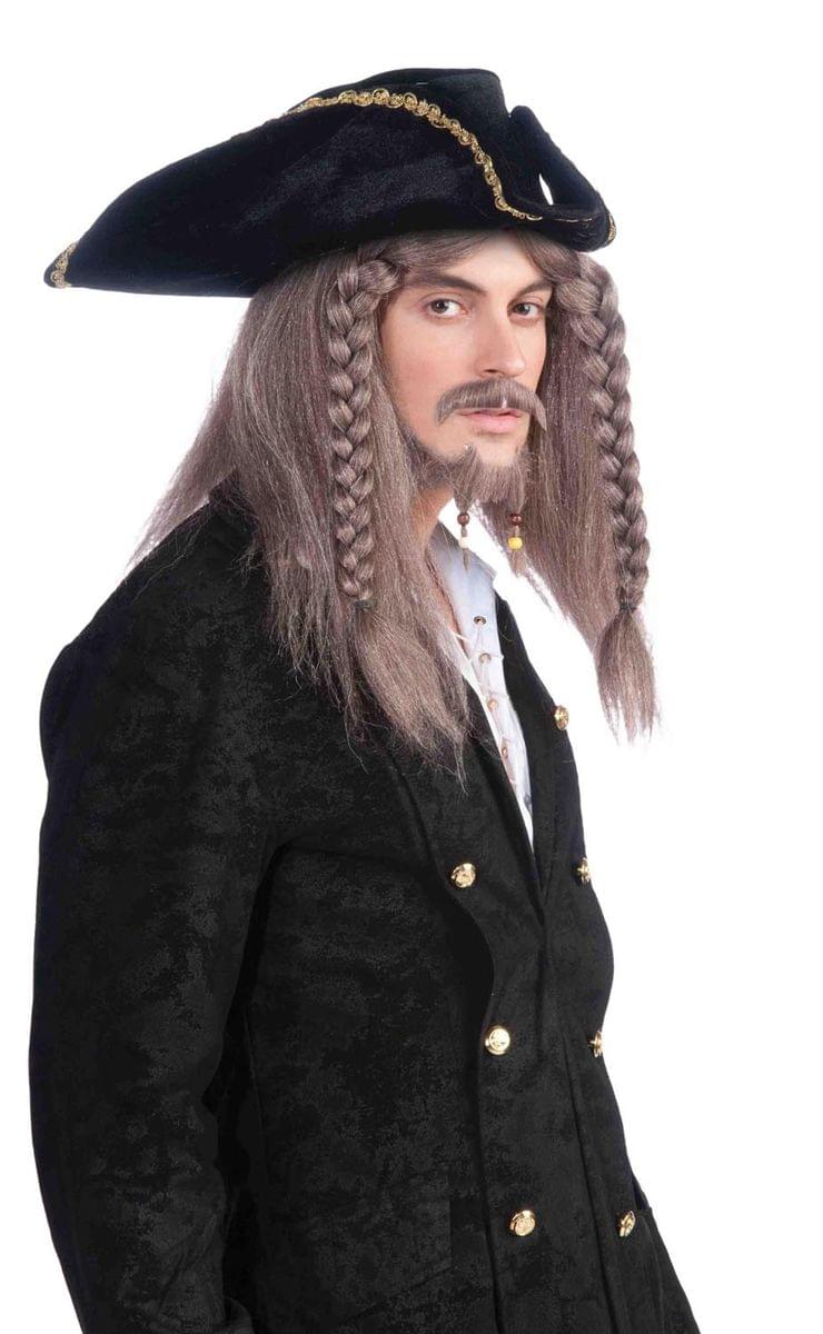 Grey Pirate Costume Wig With Braids