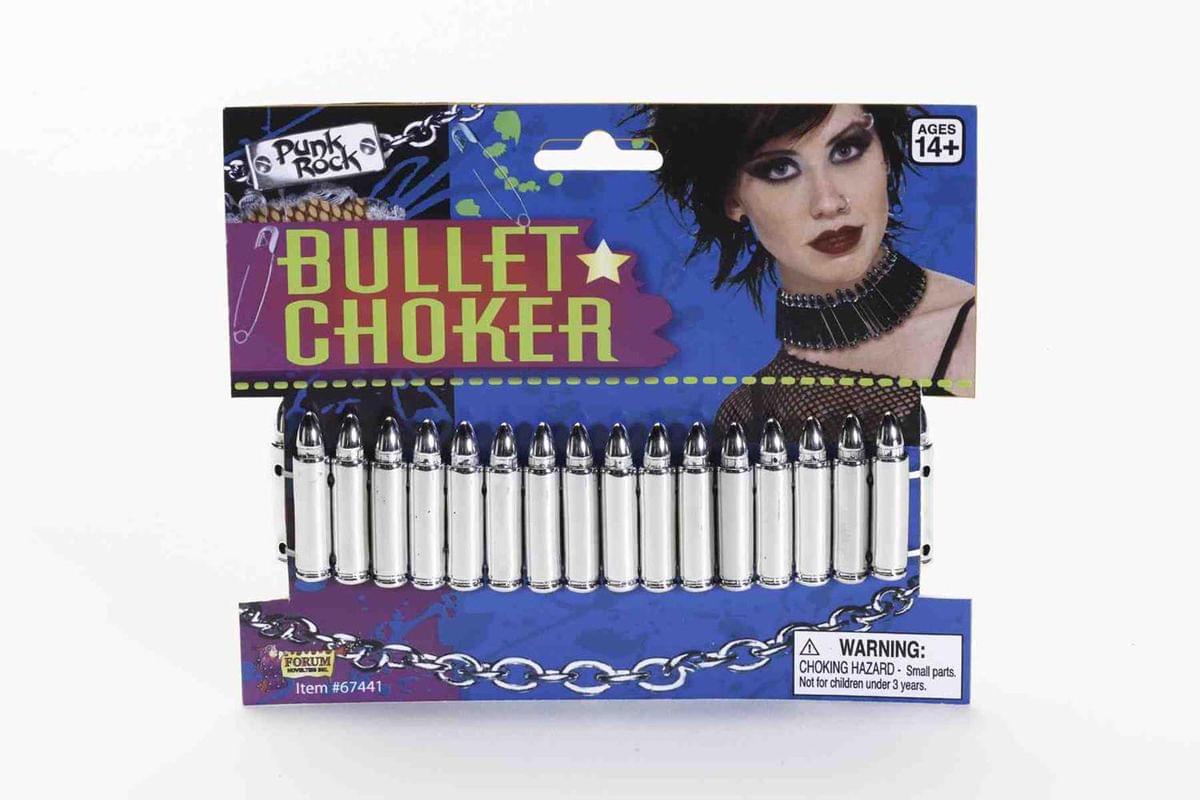 Punk Rock White & Silver Bullet Choker Costume Accessory | Free Shippi