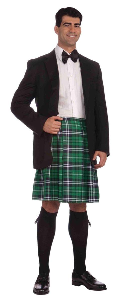 Green Plaid Scottish Kilt Adult Male Costume