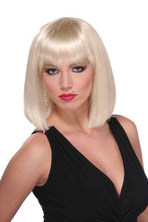 Short Blunt Cut Blonde Adult Female Costume Wig With Bangs
