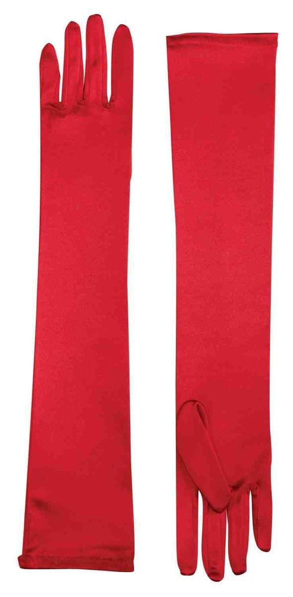 Long Red Adult Female Costume Satin Dress Gloves