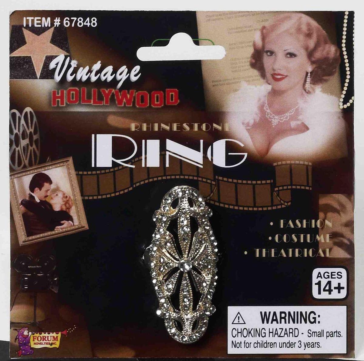 Vintage Hollywood Rhinestone Encrusted Costume Ring