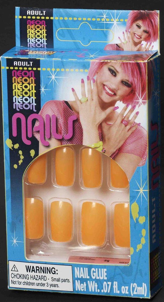 Neon Orange Adult Costume Fingernails