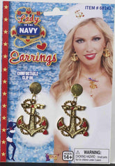 Lady In The Navy Anchor Symbol Costume Earrings