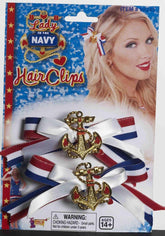 Lady In The Navy Patriotic Costume Hair Bow Set With Anchor Charm
