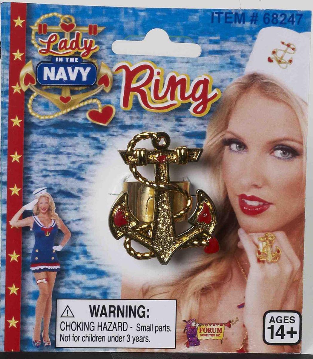 Lady In The Navy Gold Anchor Costume Ring