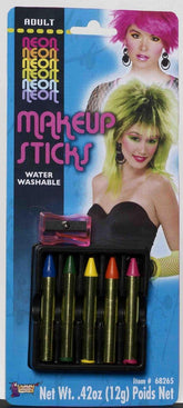 80's Punk Multicolored Neon Makeup Sticks Costume Accessory