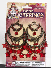 Gypsy Chandelier Costume Earrings With Dangling Red Stars