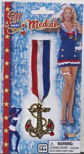 Patriotic Navy Medal With Anchor Costume Accessory