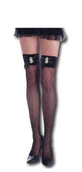 Pimpin' Black Costume Fishnets With Dollar Sign