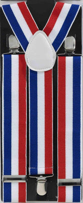 Patriotic Red, White, And Blue Striped Adult Costume Suspenders