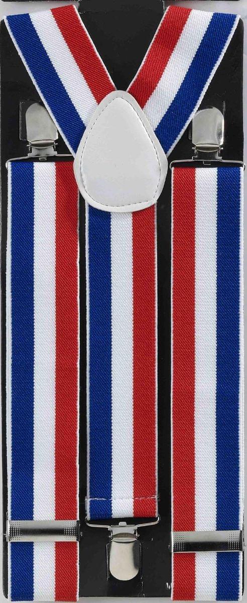 Patriotic Red, White, And Blue Striped Adult Costume Suspenders
