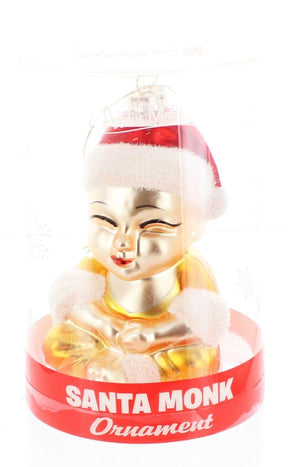 Santa Monk Glass Holiday Ornament