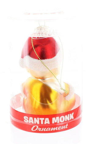 Santa Monk Glass Holiday Ornament