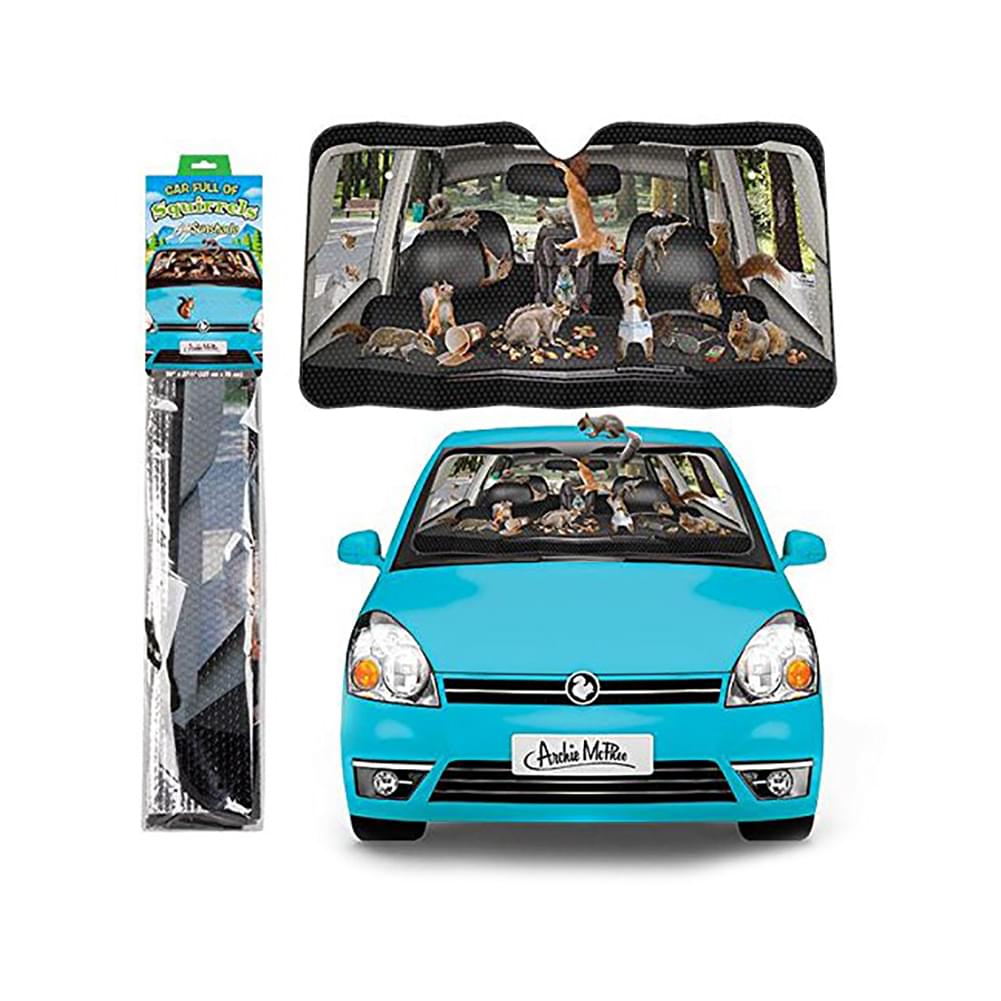 Car Full of Squirrels 50" x 27-1/2" Auto Sunshade