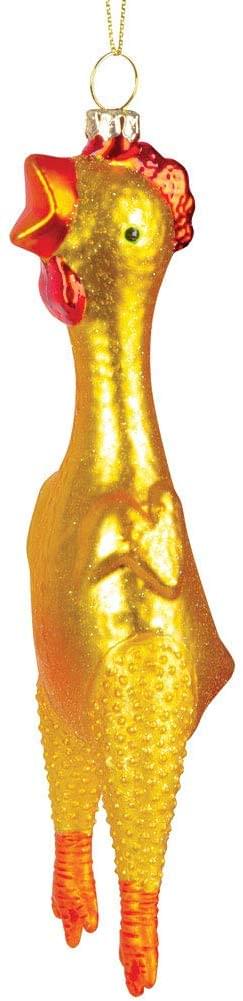 Rubber Chicken Glass Holiday Ornament