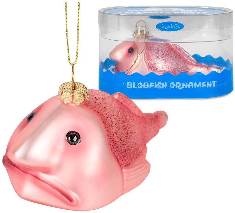 Blobfish Blown Glass Christmas Ornament