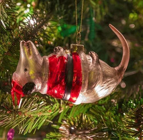 Santa Possum Hand-Blown Glass Holiday Ornament