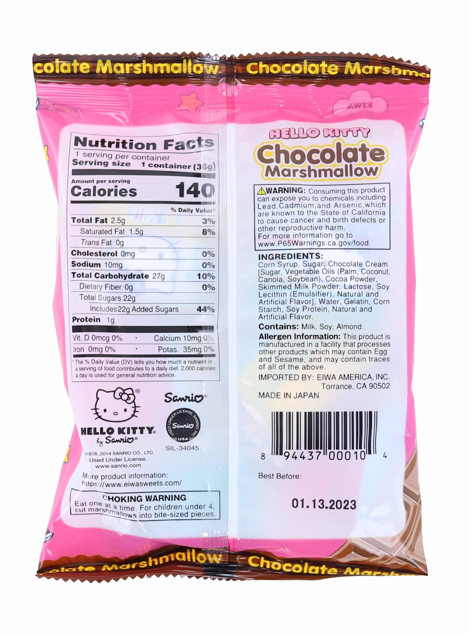 Hello Kitty Marshmallow Chocolate Filled Candy | 3.1 Ounce Pack