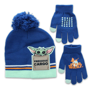 Star Wars The Mandalorian The Child Winter Beanie & Glove Set | Blue