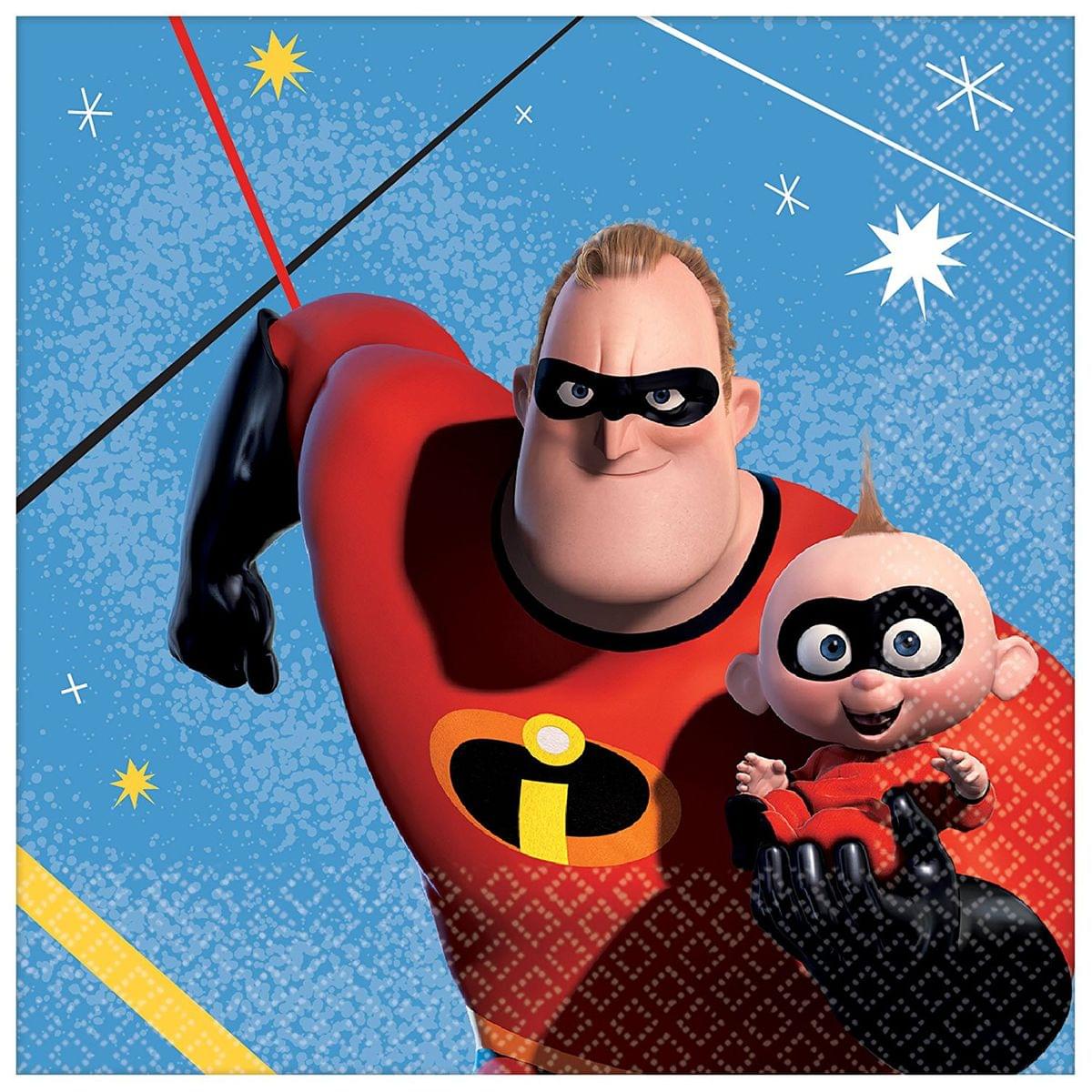 Incredibles 2 Party Bundle: 32x Napkins, 32x 7-9" Plates, 16x Cups, 2x Covers