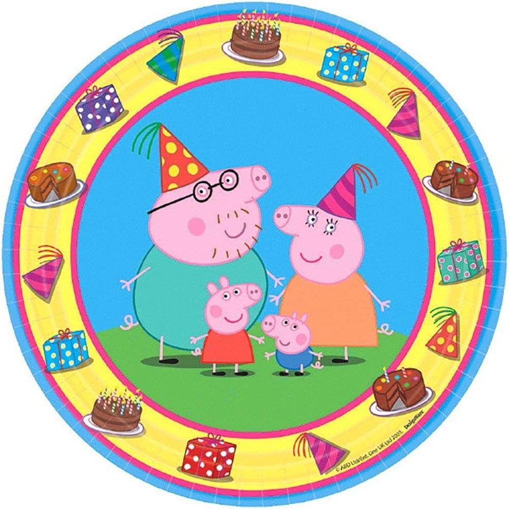 Peppa Pig 7" Round Paper Plates, 8 Count