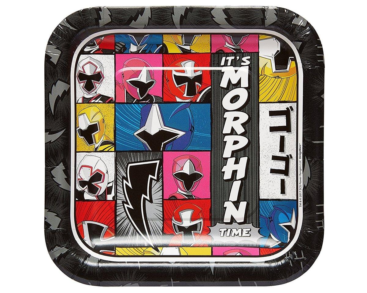 Power Rangers Ninja Steel 7" Square Paper Party Plates, 8-Pack