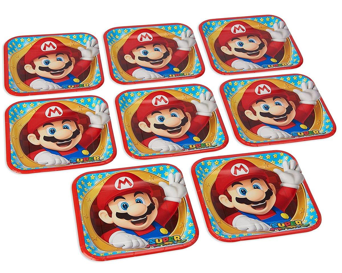 Super Mario Bros. 9" Square Paper Plates, 8 Count
