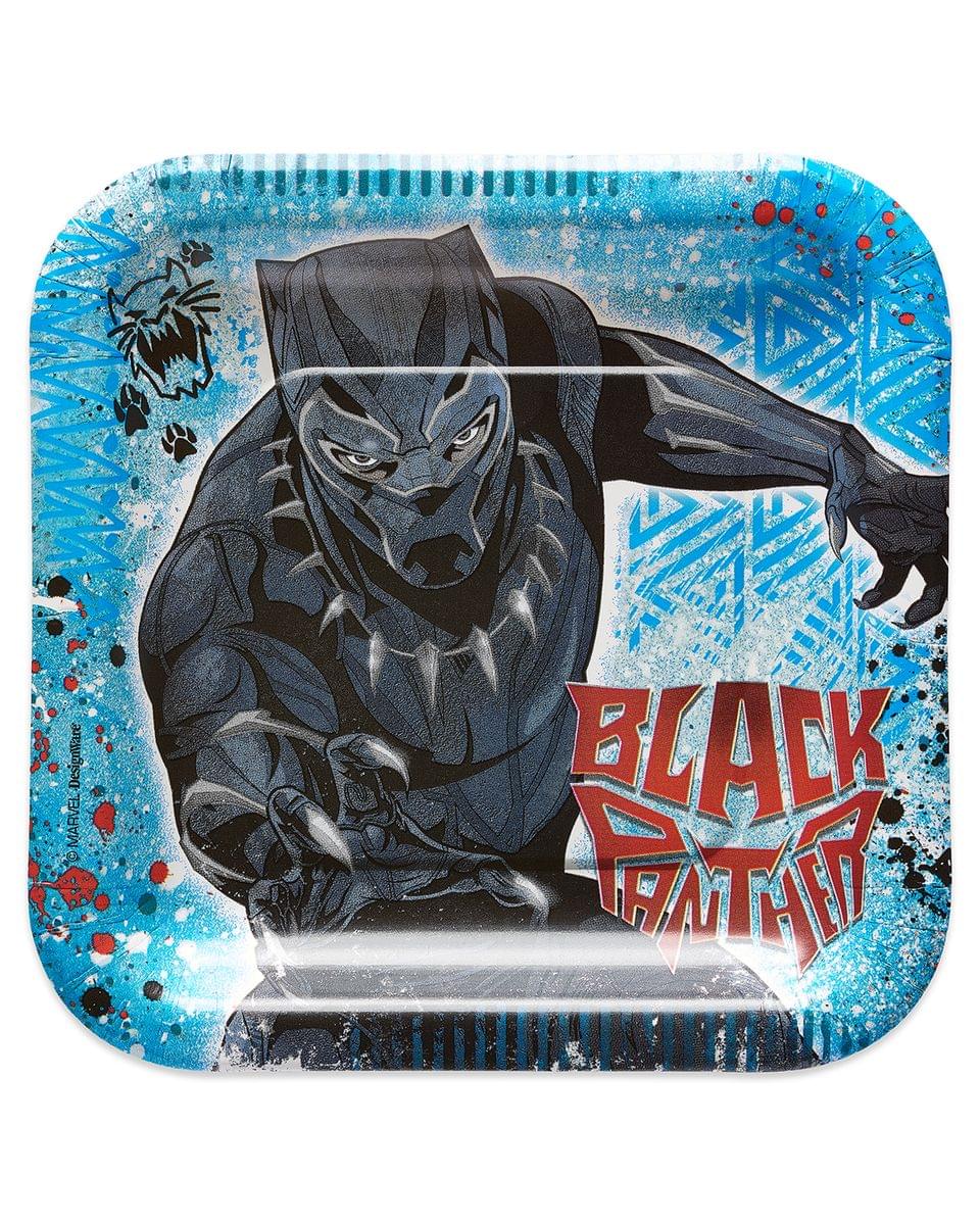 Marvel Black Panther 9" Square Paper Party Plates, 8-Pack